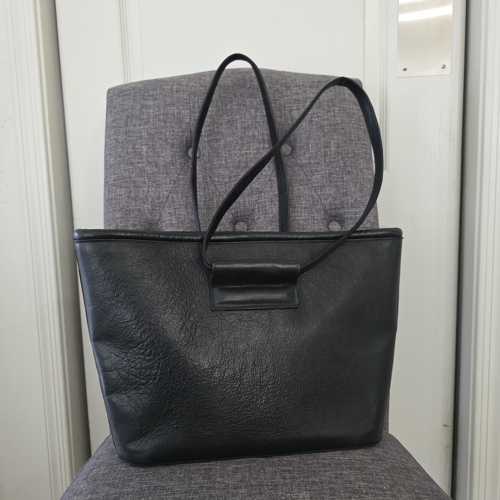 Giudi Classic Black Leather Tote Bag